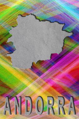 Andorra haritası, renkli arkaplan, kopyalama alanı
