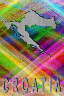 Hırvatistan haritası, renkli arkaplan, kopyalama alanı