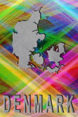 Danimarka haritası, renkli arkaplan, kopyalama alanı
