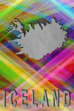 İzlanda haritası, renkli arkaplan, kopyalama alanı