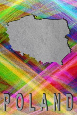 Polonya haritası, renkli arkaplan, kopyalama alanı
