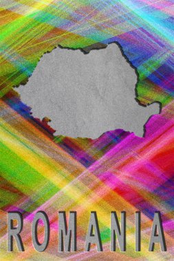Romanya haritası, renkli arkaplan, kopyalama alanı