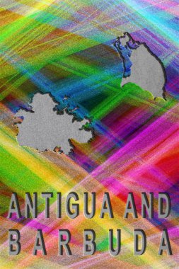 Antigua ve Barbuda haritası, renkli arkaplan, kopyalama alanı