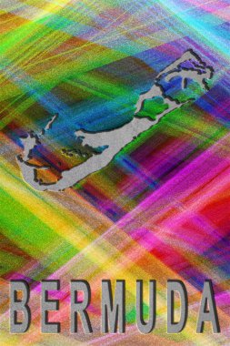 Bermuda haritası, renkli arkaplan, kopyalama alanı
