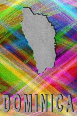 Dominica haritası, renkli arkaplan, kopyalama alanı