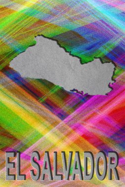 El Salvador haritası, renkli arkaplan, kopyalama alanı