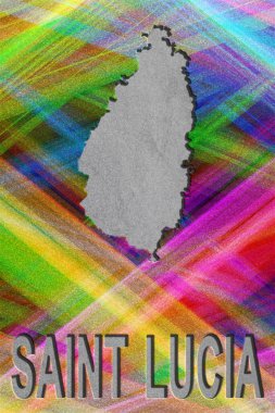 Saint Lucia Haritası, renkli arkaplan, kopyalama alanı