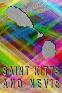 Saint Kitts ve Nevis haritası, renkli arkaplan, kopyalama alanı