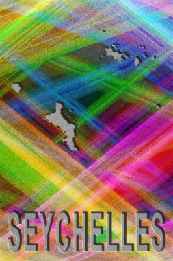 Seyşel Haritası, renkli arkaplan, kopyalama alanı