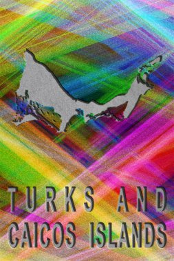 Türklerin ve Caicos Adalarının Haritası, renkli arkaplan, kopyalama alanı