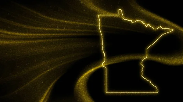 Mapa Minnesota Mapa Brillo Oro Sobre Fondo Oscuro — Foto de Stock