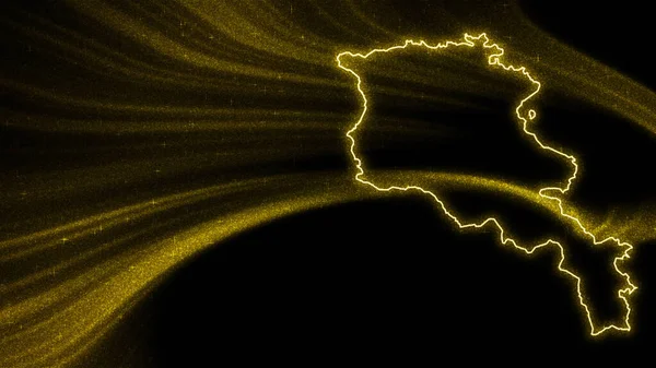 Mapa Armenia Mapa Brillo Oro Sobre Fondo Oscuro — Foto de Stock