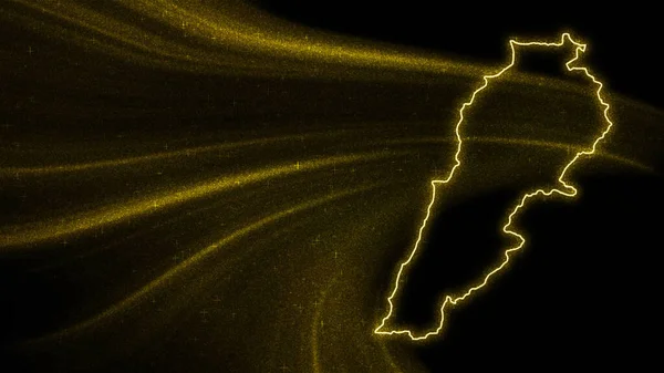 Mapa Líbano Mapa Brillo Oro Sobre Fondo Oscuro — Foto de Stock