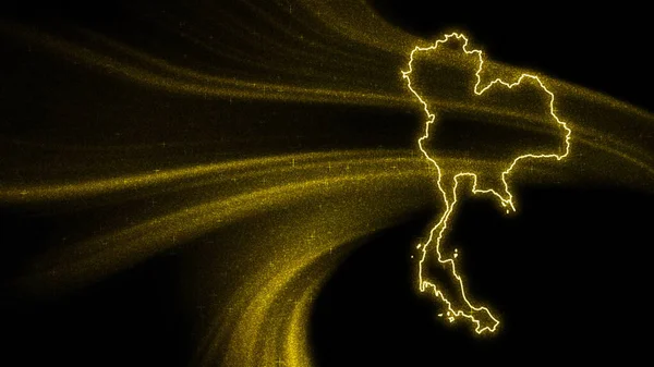 Mapa Tailandia Mapa Brillo Oro Sobre Fondo Oscuro — Foto de Stock