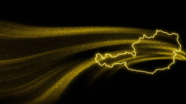 Mapa Austria Mapa Brillo Oro Sobre Fondo Oscuro — Foto de Stock