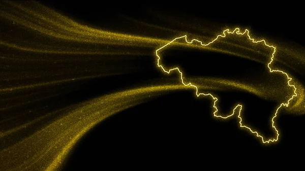 Mapa Bélgica Mapa Brillo Oro Sobre Fondo Oscuro — Foto de Stock