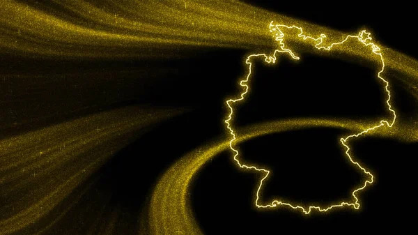 Mapa Alemania Mapa Brillo Oro Sobre Fondo Oscuro — Foto de Stock