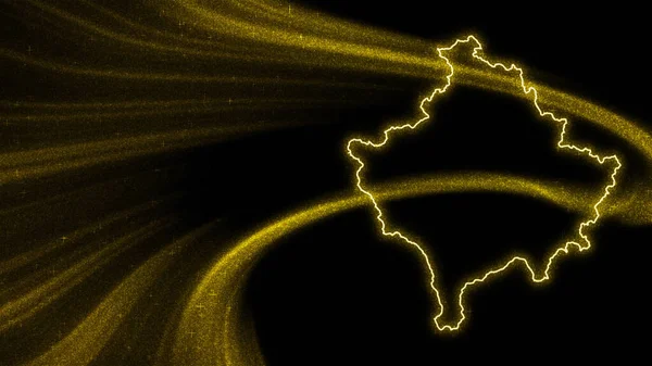 Mapa Kosovo Mapa Brillo Oro Sobre Fondo Oscuro — Foto de Stock
