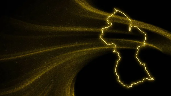 Mapa Guyana Mapa Brillo Oro Sobre Fondo Oscuro — Foto de Stock