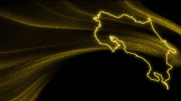 Mapa Costa Rica Mapa Brillo Oro Sobre Fondo Oscuro — Foto de Stock