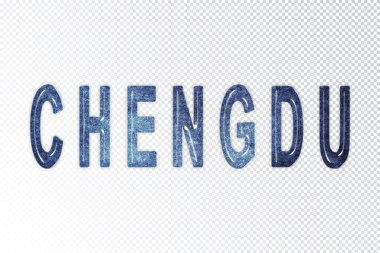 Chengdu harfleri, Chengdu samanyolu harfleri, saydam arkaplan, kırpma yolu