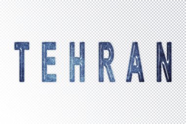 Tahran harfleri, Tahran samanyolu harfleri, saydam arkaplan, kırpma yolu
