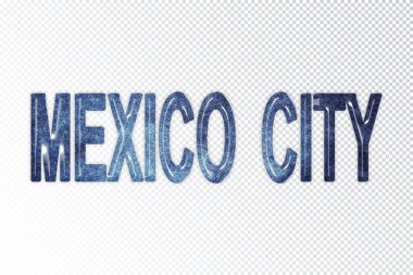 Mexico City harfleri, Mexico City samanyolu harfleri, şeffaf arka plan, kırpma yolu.