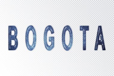 Bogota harfleri, Bogota samanyolu harfleri, saydam arka plan, kırpma yolu.