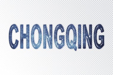 Chongqing harfleri, Chongqing samanyolu harfleri, saydam arkaplan, kırpma yolu