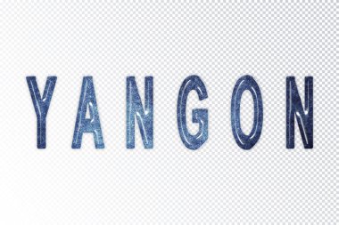 Yangon harfleri, Yangon samanyolu harfleri, şeffaf arkaplan, kırpma yolu