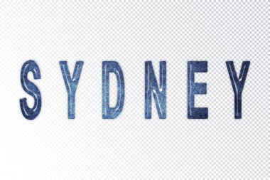 Sydney harfleri, Sydney samanyolu harfleri, saydam arkaplan, kırpma yolu.