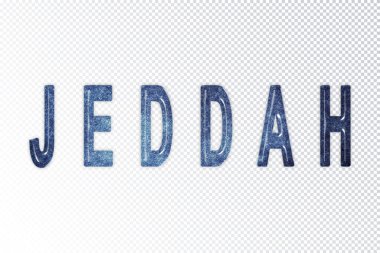 Jeddah harfleri, Jeddah samanyolu harfleri, şeffaf arkaplan, kırpma yolu