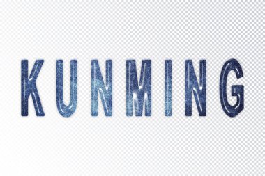 Kunming harfleri, Kunming samanyolu harfleri, şeffaf arkaplan, kırpma yolu