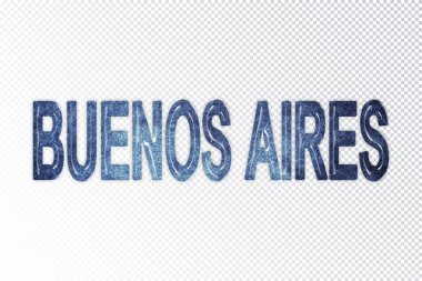 Buenos Aires harfleri, Buenos Aires samanyolu mektupları, şeffaf arka plan, kırpma yolu.
