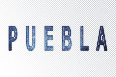 Puebla harfleri, Puebla samanyolu harfleri, saydam arkaplan, kırpma yolu