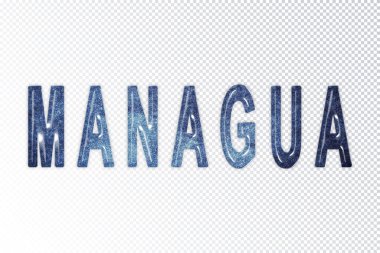 Managua harfleri, Managua samanyolu harfleri, saydam arkaplan, kırpma yolu