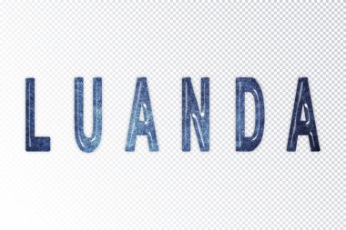 Luanda harfleri, Luanda samanyolu harfleri, şeffaf arka plan, kırpma yolu.