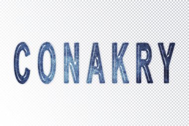 Conakry harfleri, Conakry samanyolu harfleri, şeffaf arkaplan, kırpma yolu