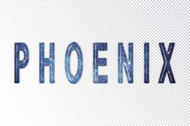 Phoenix harfleri, Phoenix samanyolu harfleri, şeffaf arka plan, kırpma yolu.