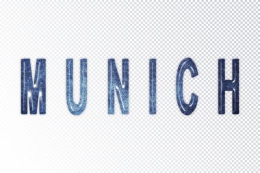 Münih harfleri, Münih samanyolu harfleri, şeffaf arkaplan, kırpma yolu