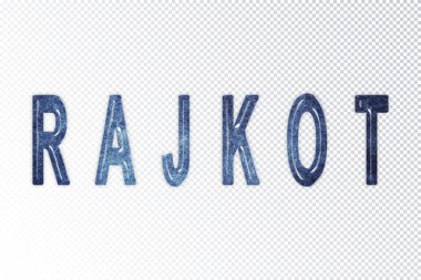 Rajkot harfleri, Rajkot samanyolu harfleri, şeffaf arkaplan, kırpma yolu