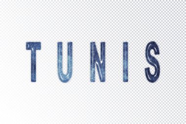 Tunus harfleri, Tunus samanyolu harfleri, saydam arkaplan, kırpma yolu