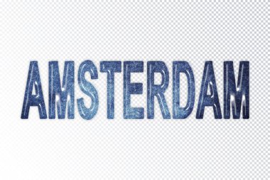 Amsterdam harfleri, Amsterdam samanyolu harfleri, şeffaf arkaplan, kırpma yolu