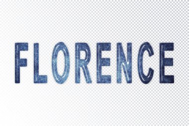 Floransa harfleri, Florence samanyolu mektupları, şeffaf arka plan, kırpma yolu.