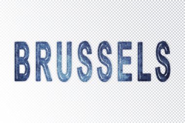 Brüksel harfleri, Brüksel samanyolu harfleri, şeffaf arkaplan, kırpma yolu