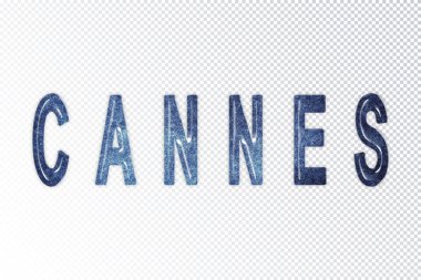 Cannes harfleri, Cannes samanyolu harfleri, şeffaf arkaplan, kırpma yolu