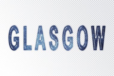 Glasgow harfleri, Glasgow samanyolu harfleri, saydam arkaplan, kırpma yolu