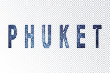 Phuket harfleri, Phuket samanyolu harfleri, şeffaf arka plan, kırpma yolu