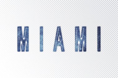 Miami harfleri, Miami samanyolu mektupları, şeffaf arka plan, kırpma yolu.