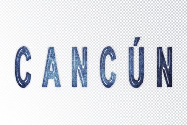 Cancun harfleri, Cancun samanyolu harfleri, saydam arkaplan, kırpma yolu